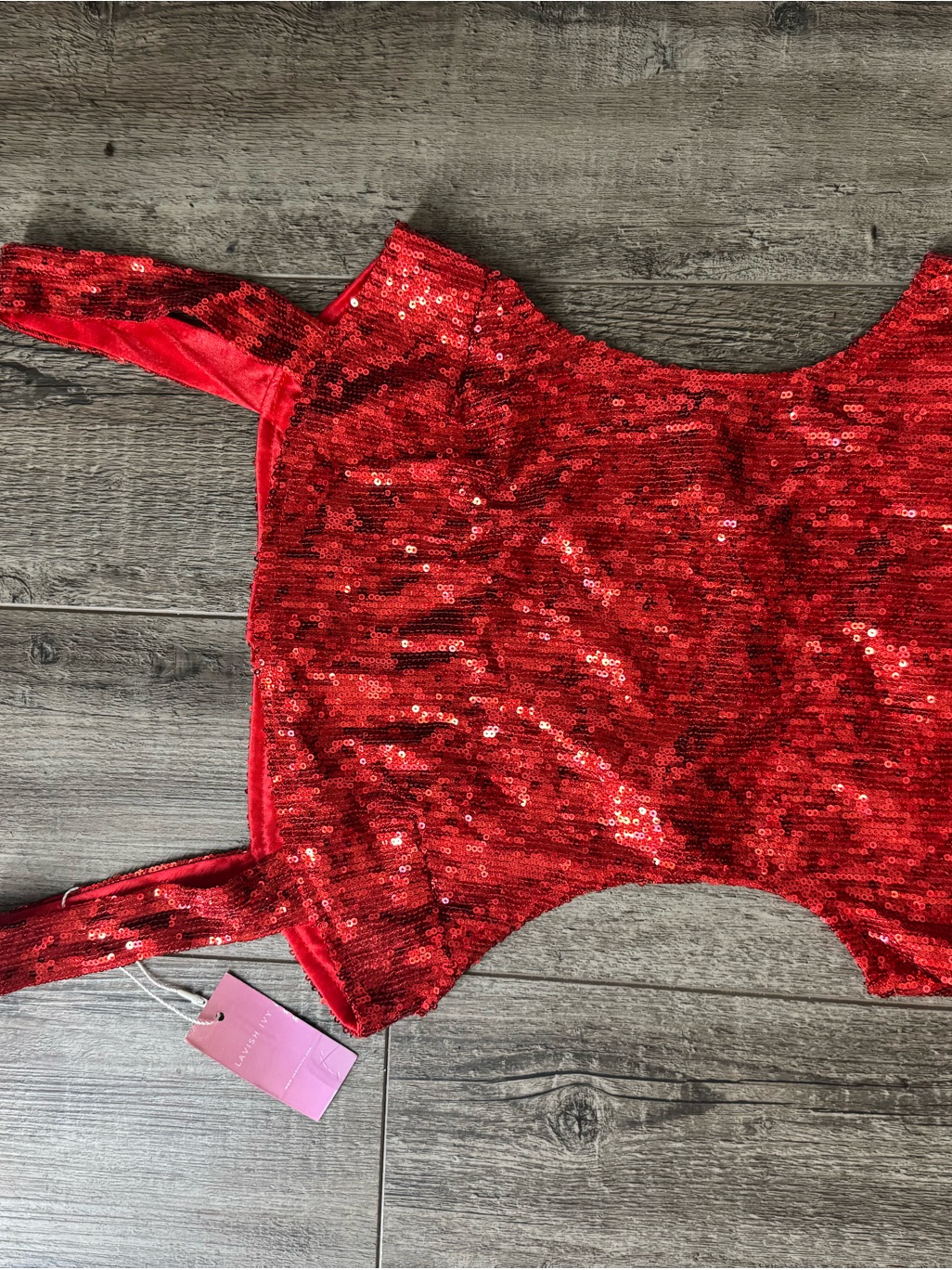 Lavish Ivy Red Sequin Backless Maxi Dress Luxury Size Small — image 5 of 8
